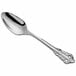 An Acopa Ophelia stainless steel teaspoon with a handle.