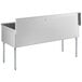 A white rectangular stainless steel Regency utility sink with legs.