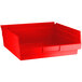 A Regency red plastic shelf bin.