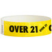 Carnival King Neon Yellow "OVER 21" Disposable Tyvek® Wristband 3/4" x 10" - 500/Bag Main Thumbnail 3