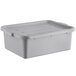 A gray plastic container with lid.