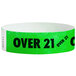 Carnival King Neon Green "OVER 21" Disposable Tyvek® Wristband 3/4" x 10" - 500/Bag Main Thumbnail 3
