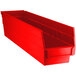 A red plastic Regency shelf bin with two compartments.