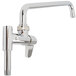 A chrome Equip by T&S add-on faucet with a long spout.