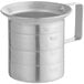 A silver aluminum Choice Measuring Cup with a handle.