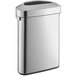 A Rubbermaid stainless steel half round trash can with a lid.