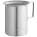 A silver aluminum Choice 4 Qt. measuring cup with a handle.