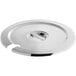 A silver Choice stainless steel circular lid with a notch.
