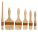 A 6-piece pastry and basting brush set with wooden handles. Four brushes with brown handles and two with lighter brown handles.