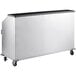 A white rectangular stainless steel Regency portable bar with black top and wheels.
