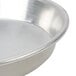 An American Metalcraft Tapered Deep Dish Pizza Pan. A close-up of a silver bowl.