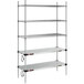A Metro stainless steel shelving unit with 3 heated shelves and 3 chrome shelves.