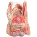 A bag of whole head- and feet-on Squab on a white background.