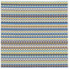 A white woven vinyl coaster with a blue, green, and yellow striped woven design.