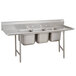 Advance Tabco 93-43-72-24RL Regaline Three Compartment Stainless Steel Sink with Two Drainboards - 127" Main Thumbnail 1