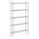 A wireframe of a Regency chrome metal shelving unit with four shelves.