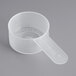 A white polypropylene measuring scoop with a short handle.