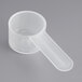 A clear plastic polypropylene scoop with a short handle.