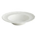 A white porcelain bowl with a scalloped wide rim and a shallow, rounded center.