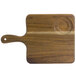 A Dudson square acacia wood serving board with a handle.