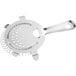 A silver stainless steel Choice Hawthorne strainer with holes and a handle.