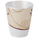 A close-up of a Solo Symphony foam cup with a red swirl design.