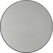 A round matte grey melamine plate with a black border.
