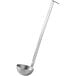 A stainless steel Choice two-piece ladle with a long handle and bowl.