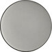 A white melamine plate with a matte grey center and black rim.