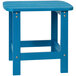 A Flash Furniture blue faux wood side table with metal legs.
