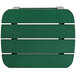 A green wooden box with wooden slats.