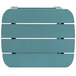 A teal faux wood side table with slats.