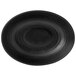 A matte black oval stoneware bowl with a white background.