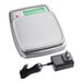An AvaWeigh platinum stainless steel digital portion scale with a power cord.