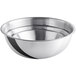 A Choice stainless steel mixing bowl with black stripes.