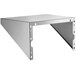 A stainless steel end shelf for an outdoor grill with holes in it.