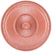 A close-up of a pink circular tortilla server lid.