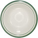 An International Tableware ivory stoneware bowl with green bands.
