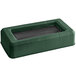 A green rectangular Toter swing lid for a Slimline trash can.