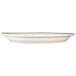 An International Tableware ivory stoneware platter with an embossed rim on a white background.
