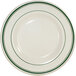 An International Tableware Verona ivory stoneware bowl with green bands on the rim.