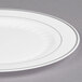 WNA Comet MP6WSLVR 6" White Masterpiece Plastic Plate with Silver Accent Bands - 15/Pack Main Thumbnail 4