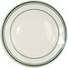 An International Tableware Verona ivory stoneware plate with green bands.