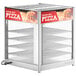 A ServIt countertop display warmer with a glass door and pizza sign.