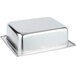 A silver rectangular Vollrath water pan with a lid.