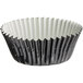 A black and white Enjay cupcake liner with a white rim.