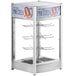 A white ServIt countertop pizza warmer with a glass display case and pretzel rack inside.