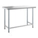 A Steelton stainless steel work table with a steel base.