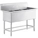 A Regency stainless steel sink with three compartments.