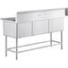 A large stainless steel Regency 3 compartment sink on a counter.